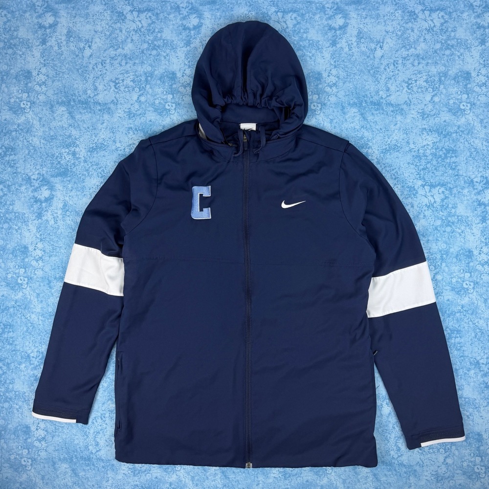 Nike Mens Dri-Fit Full Zip Hooded Windbreaker Jacket Navy Blue CV0094-419 L